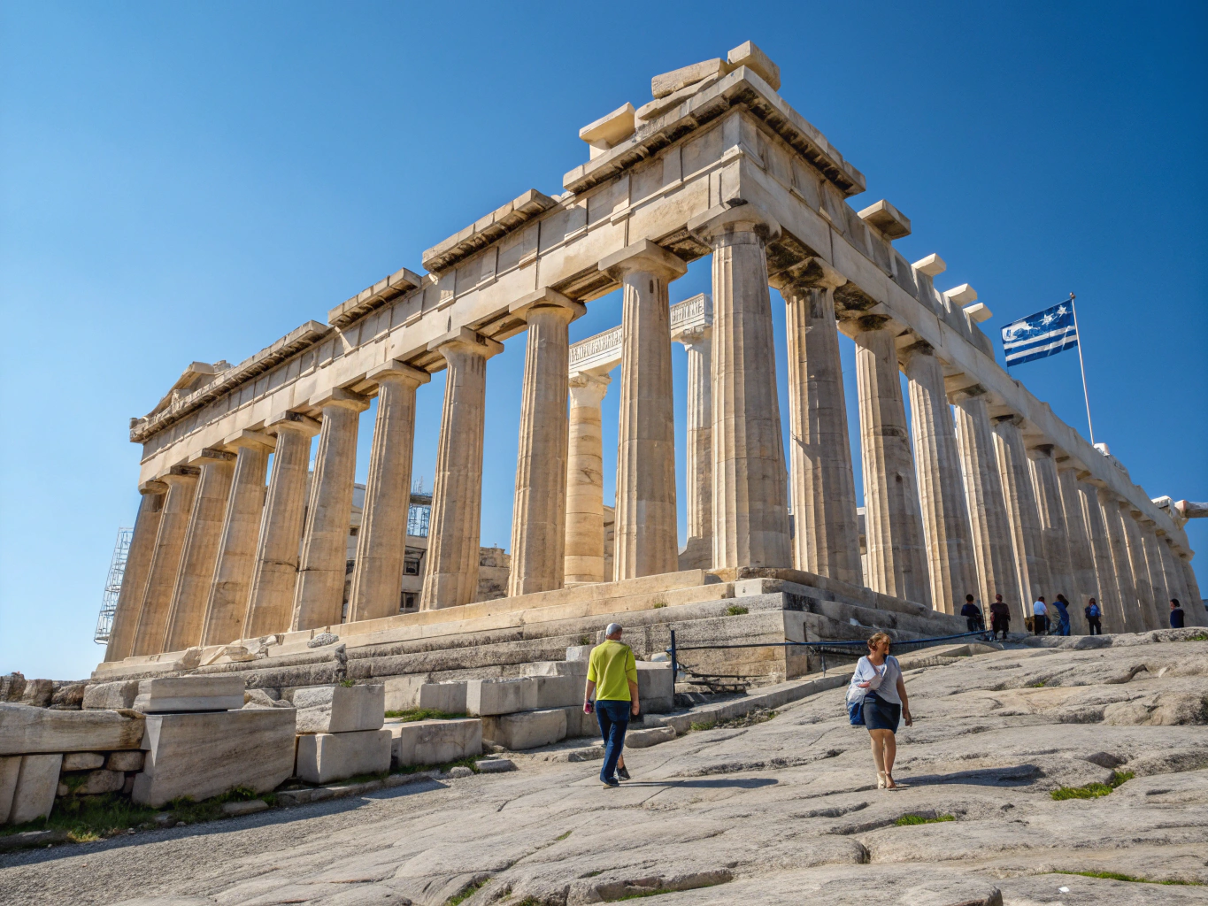 Ancient Parthenon temple standing majestically atop the Acropolis hill in Athens