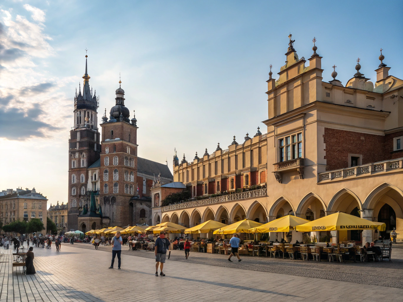 St. Mary's Basilica and the Renaissance Cloth Hall (Sukiennice) on Kraków Main Market Square
