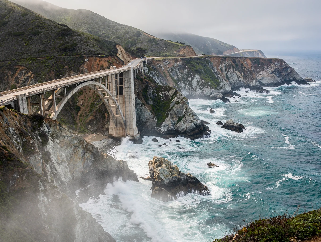 Bixby Creek Bridge spanning the rugged Big Sur coast along Highway 1