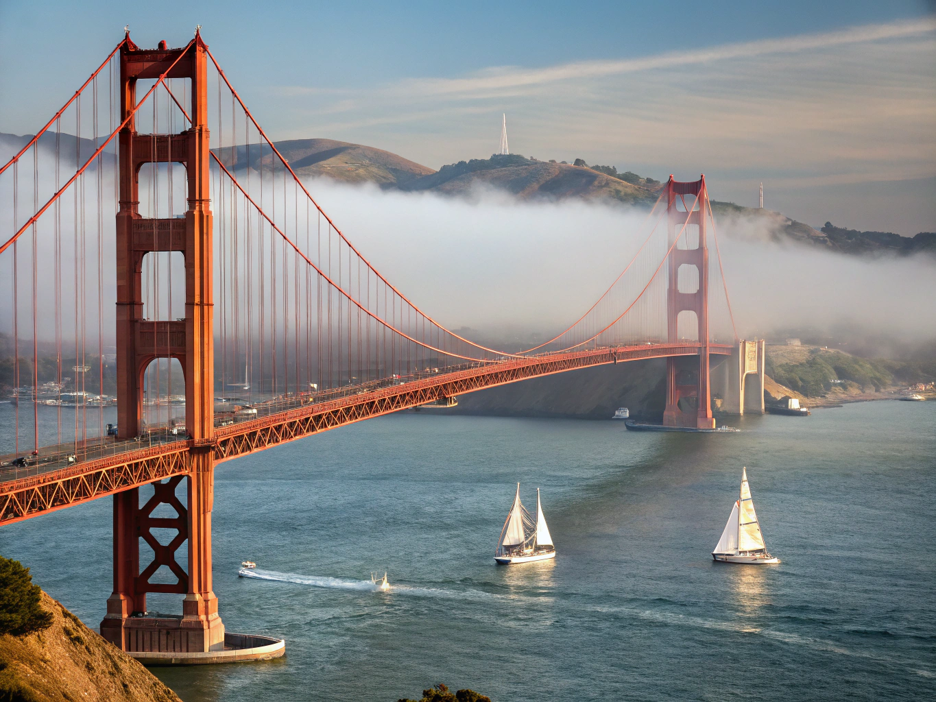 Golden Gate Bridge arching across the bay in San Francisco