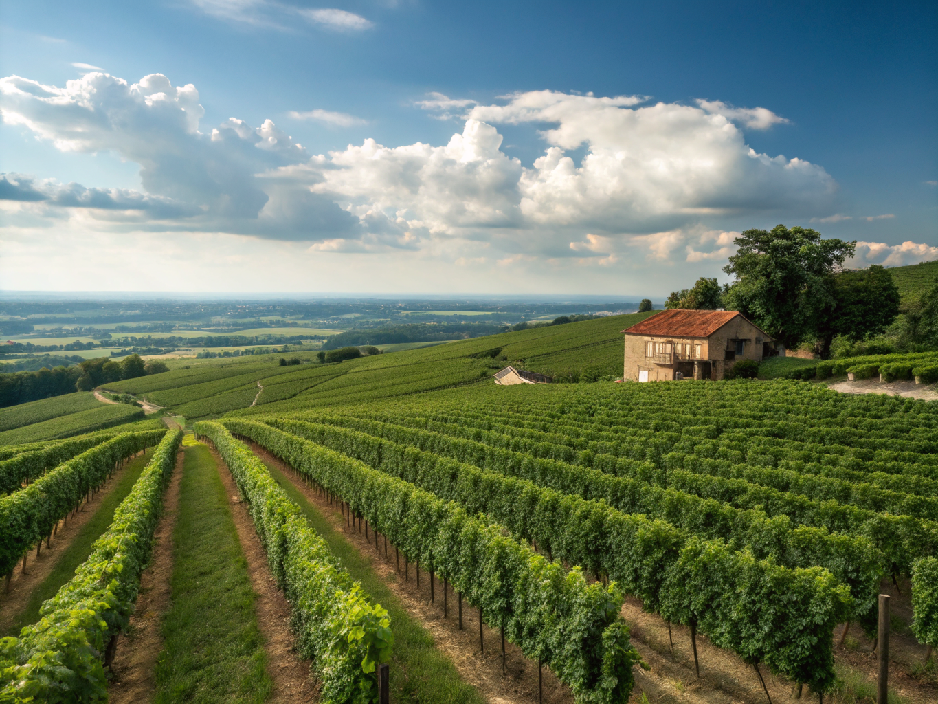 Rolling golden hills and oak-dotted hillside vineyard terraces in Sonoma wine country