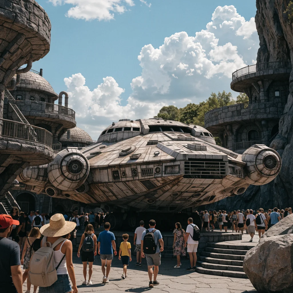 Life-sized Millennium Falcon nestled inside Star Wars: Galaxy's Edge