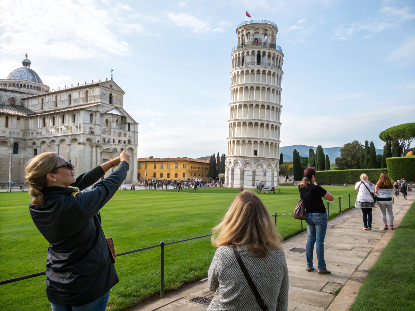 Det skjeve tårn i Pisa i hvit marmor, Italia