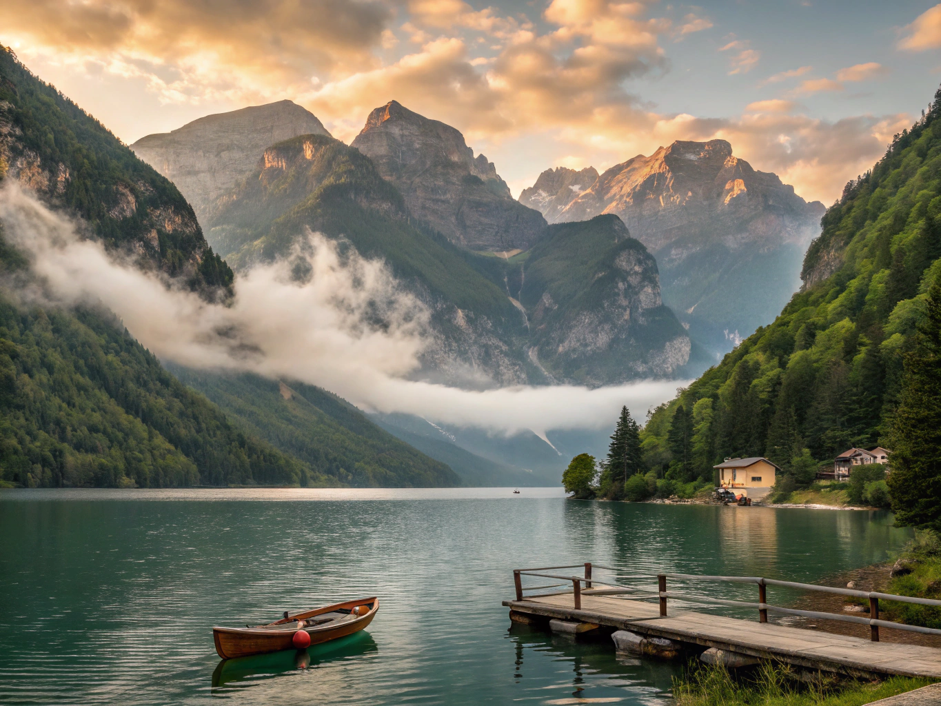Stunning aerial lake view of Lugano surrounded by verdant steep mountains
