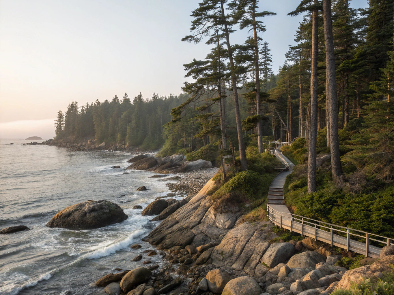 Frodig kystlinje og broforbindelse i Nord-California