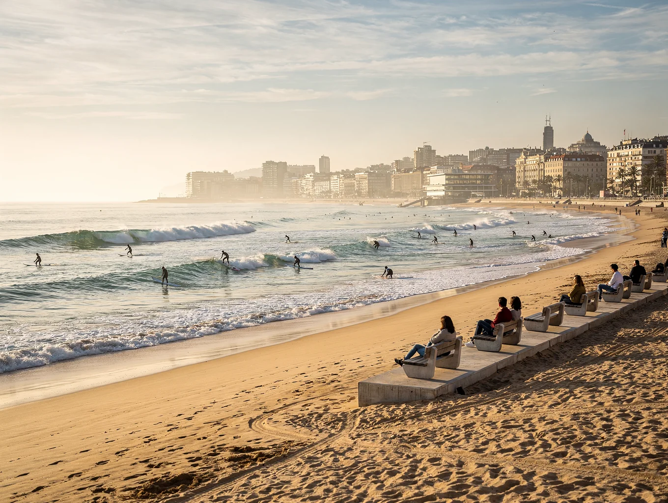 Buede strandpromenader og sandstrand i San Sebastián
