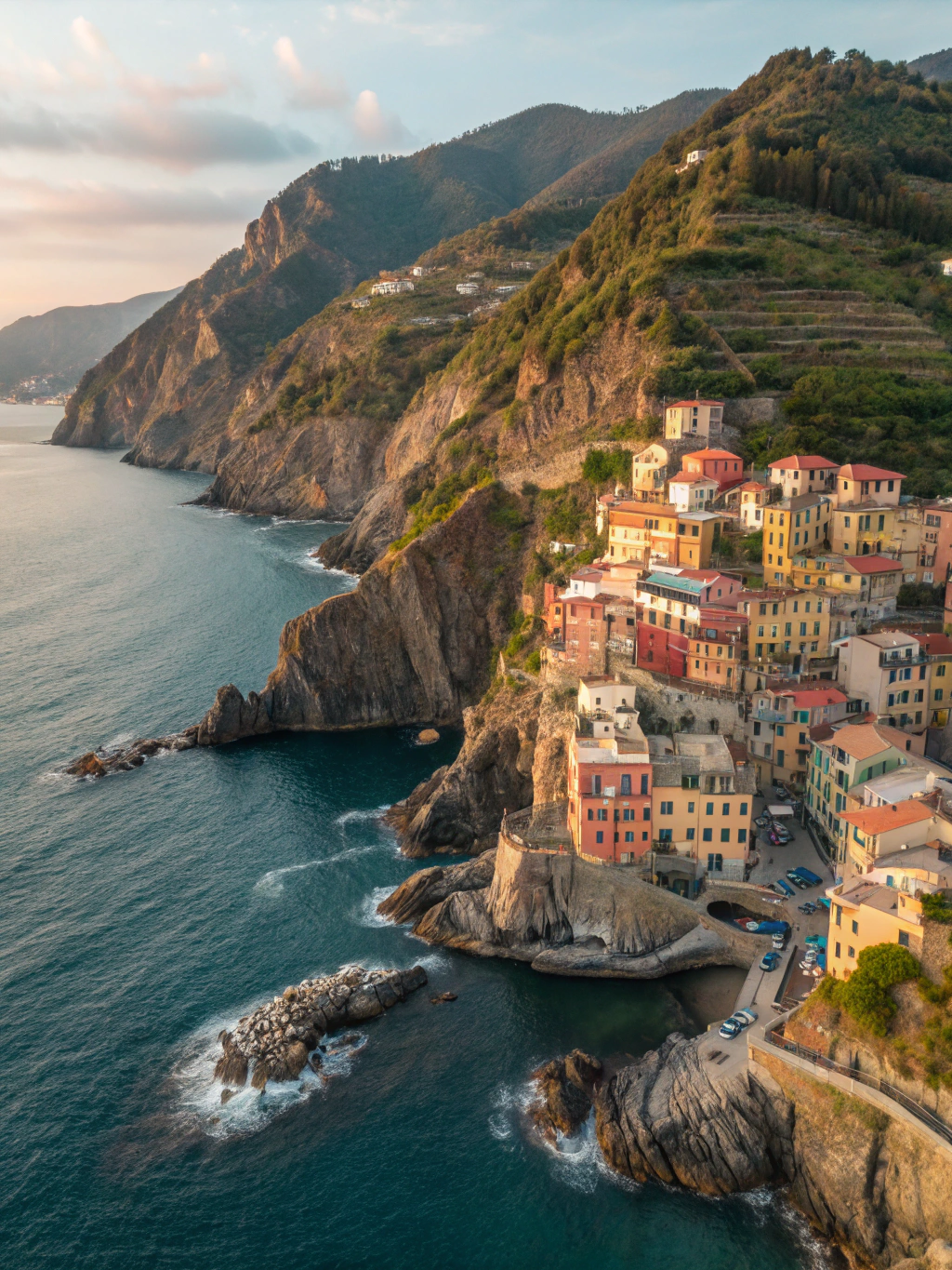 Cinque Terre cliff villages and terraced vineyards Italy