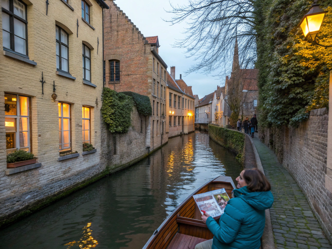 Historic stone bridges and weeping willows along the tranquil canals of Bruges