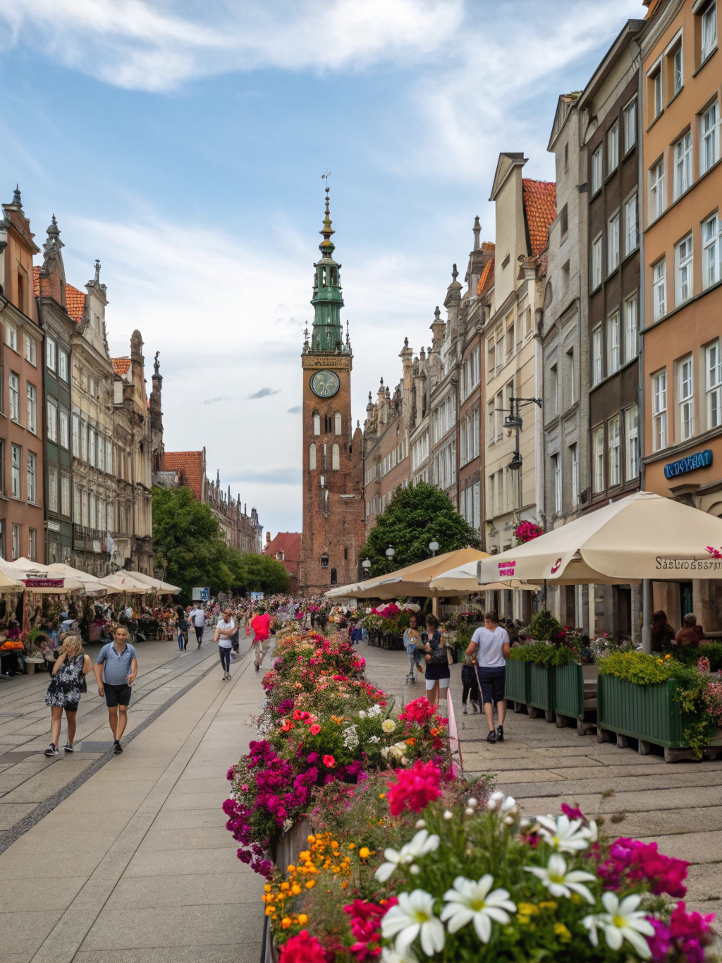 Colorful medieval buildings and spired churches in Riga Old Town Latvia