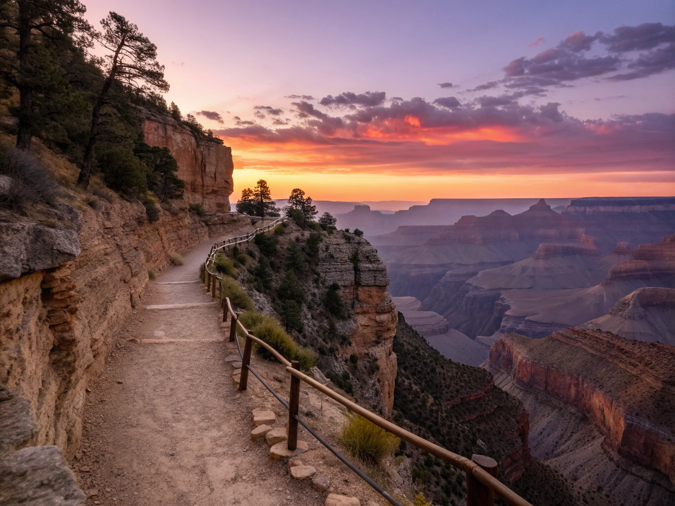 Golden light sweeping over the South Rim canyons in Arizona
